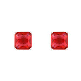 Asfour Crystal Stud Earrings With Ruby Square Zircon In 925 Sterling Silver-ED0117-R